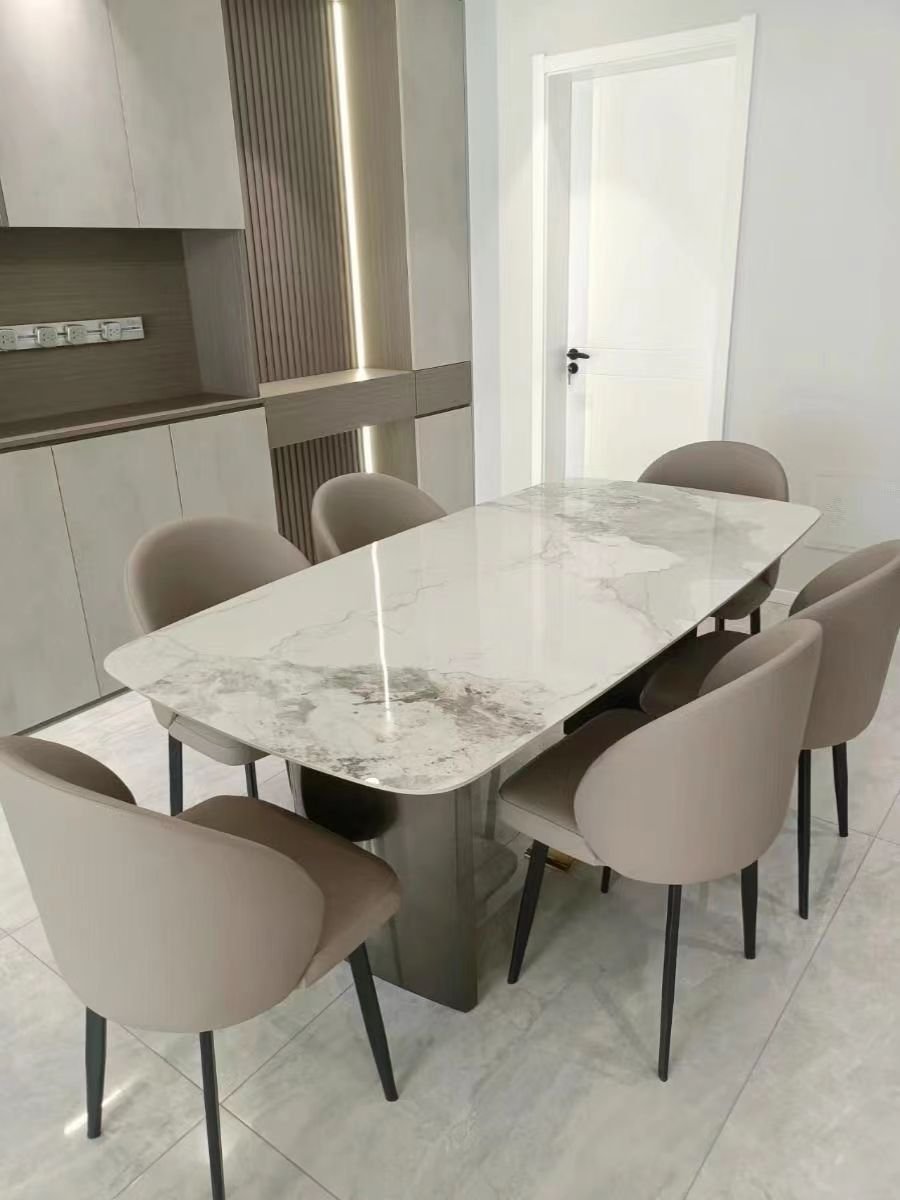 Italian rock plate table and chair combination modern simple high-end rectangular family small family table