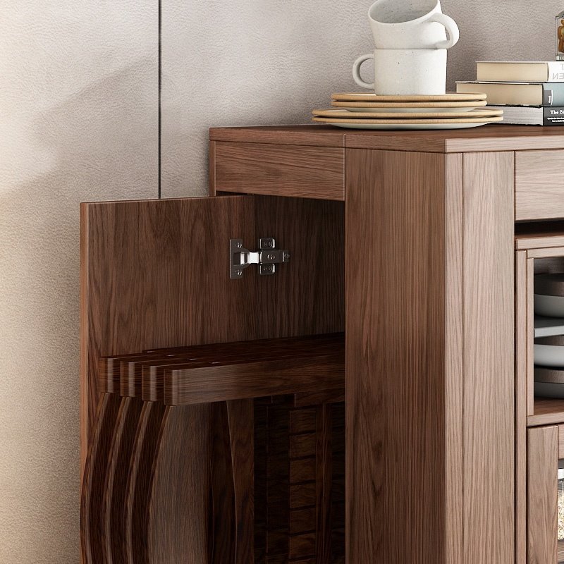 Dining Room Space Saver Storage Sideboard Design Modern Extendable Wooden Dining Table Set