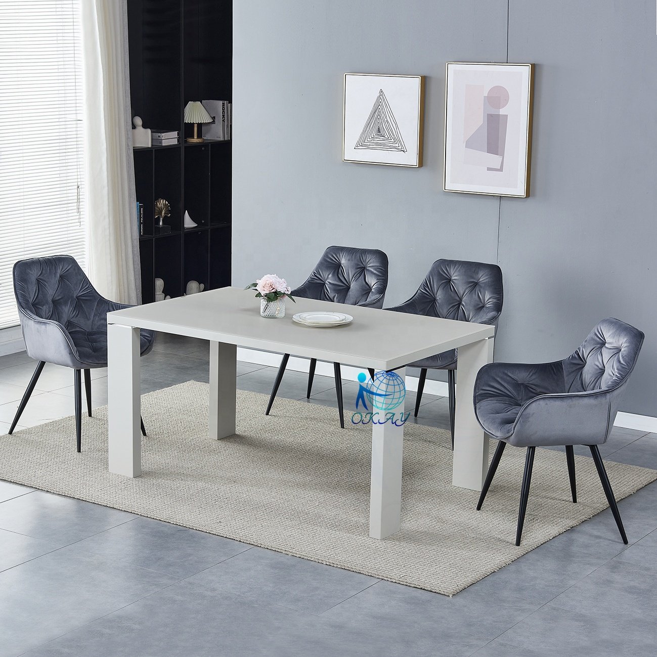 OKAY High quality Dining Room Furniture modern luxury dining table MDF dining room sets table and chairs
