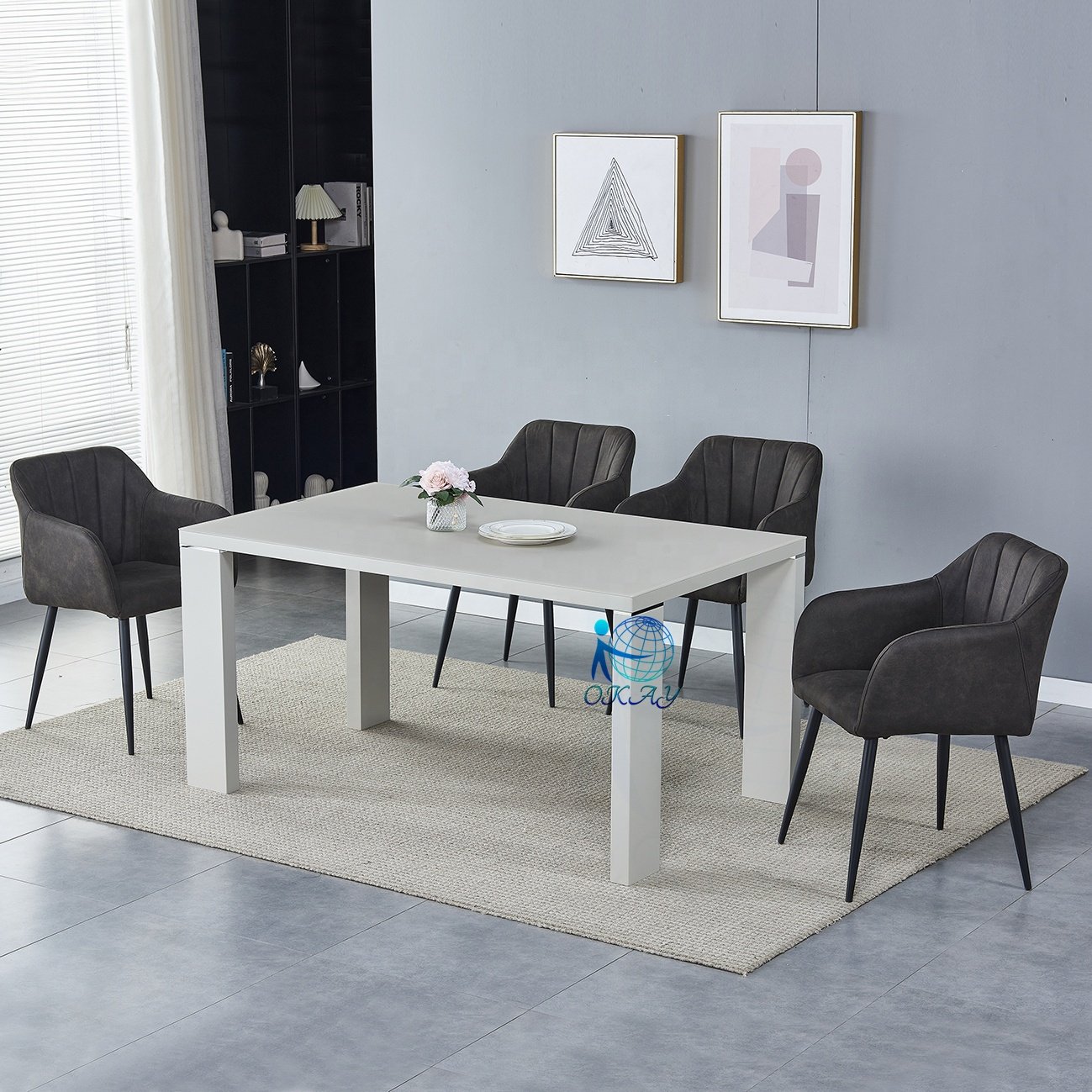 OKAY High quality Dining Room Furniture modern luxury dining table MDF dining room sets table and chairs