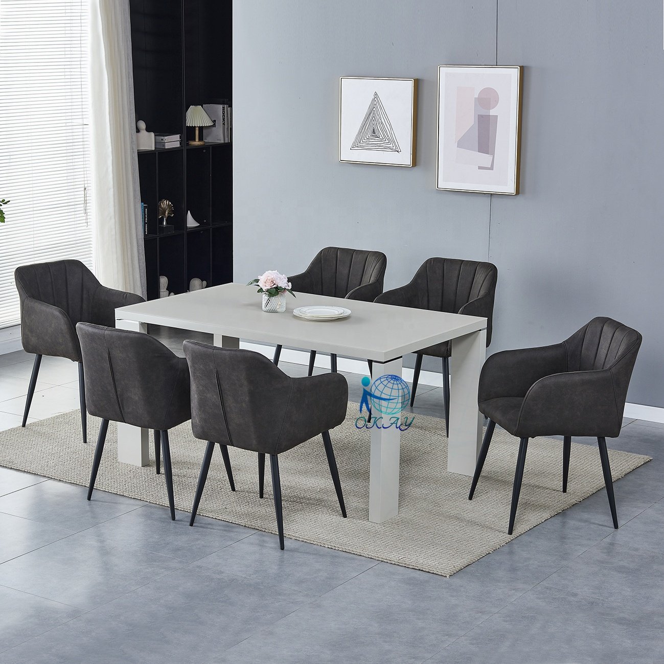 OKAY High quality Dining Room Furniture modern luxury dining table MDF dining room sets table and chairs