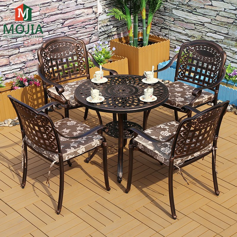 Outdoor Furniture Garden Set 5 Pcs Cast Aluminum Table and Chairs Weather Resistant Patio table set