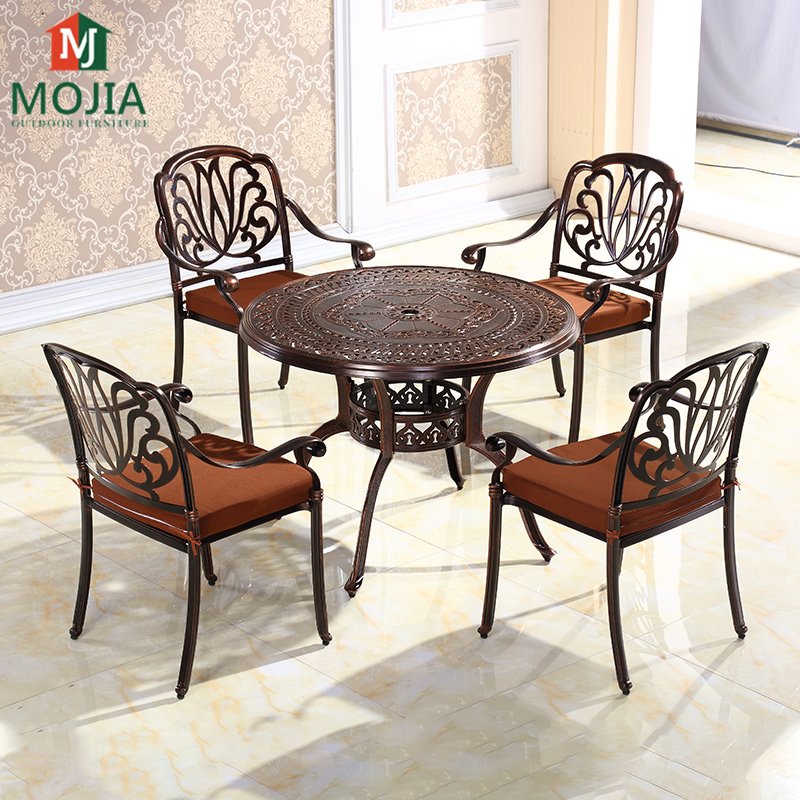 Outdoor Furniture Garden Set 5 Pcs Cast Aluminum Table and Chairs Weather Resistant Patio table set