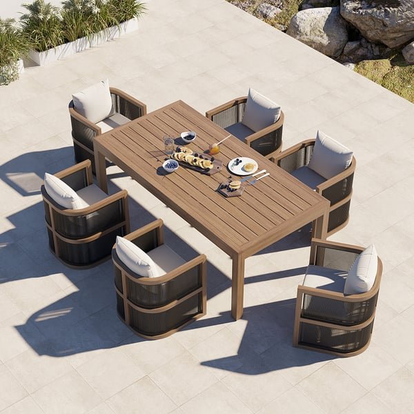 Luxury Modern Outdoor Dining Table And Chair Set 10 Person Patio Square Outdoor Dining Set