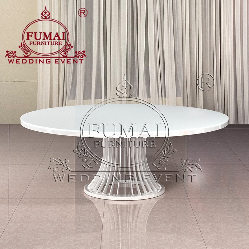 Wedding Event Banquet Hotel Round Cheap Restaurant Furniture Wholesale Steel Metal Mdf Top Classical Dining Table