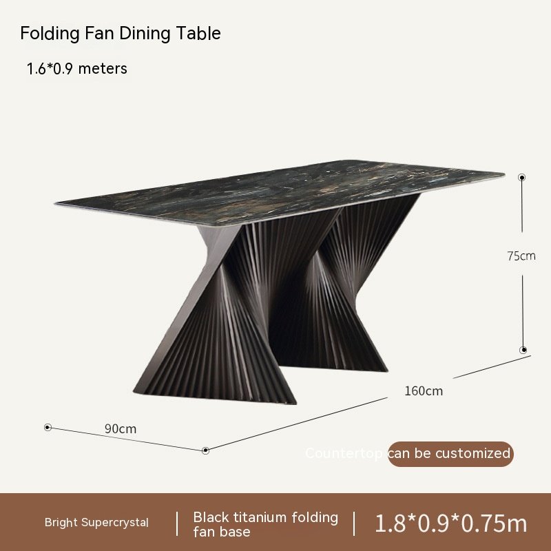 Net red folding fan table 2023 new modern simple light luxury senior sense designer marble super crystal stone dining table