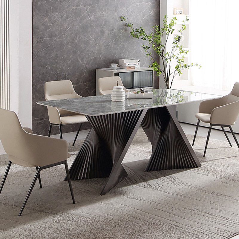 Net red folding fan table 2023 new modern simple light luxury senior sense designer marble super crystal stone dining table