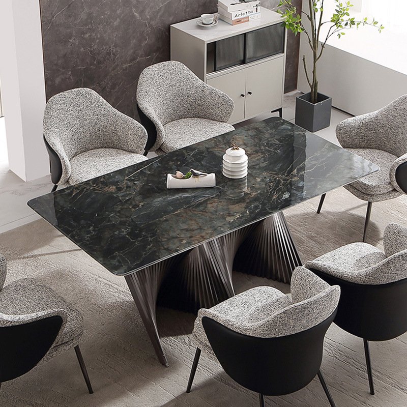 Net red folding fan table 2023 new modern simple light luxury senior sense designer marble super crystal stone dining table