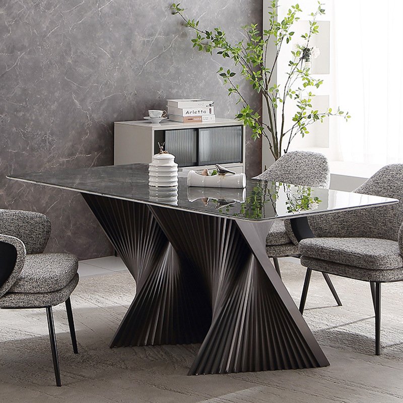 Net red folding fan table 2023 new modern simple light luxury senior sense designer marble super crystal stone dining table