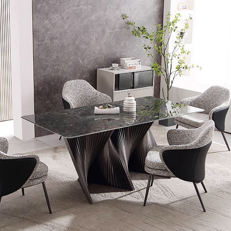 Net red folding fan table 2023 new modern simple light luxury senior sense designer marble super crystal stone dining table