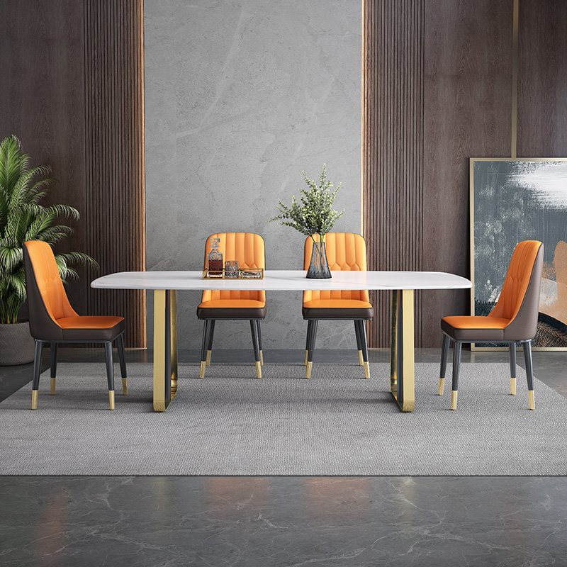 Modern Gold Stainless Steel Dining Table Set Minimalist for Nordic Living Room or Hotel Home Furniture