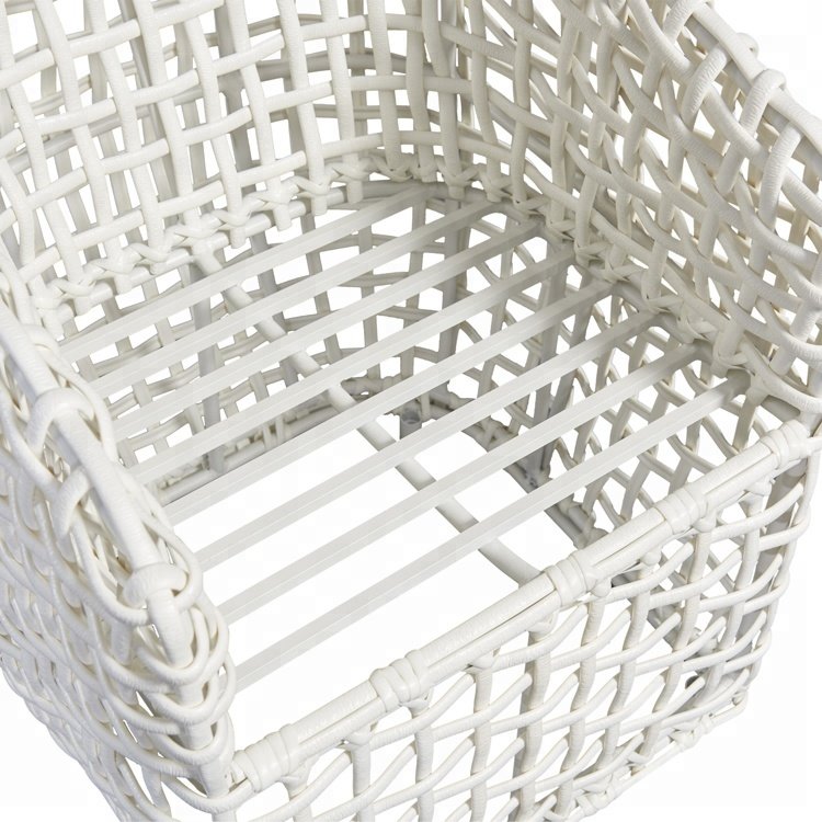 Luxury White Garden 7 Piece Wicker Dining Set Furniture Outdoor Patio Rattan Aluminum Table and 6 Seater Chairs