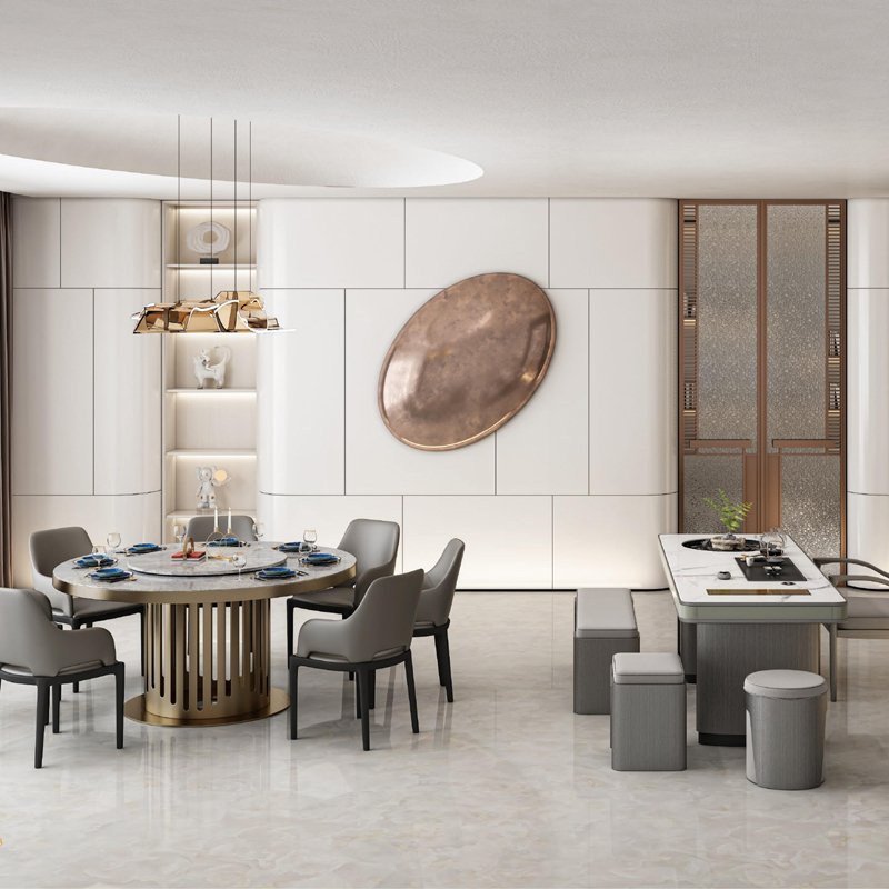 Modern round Marble Dining Table 80*80cm Square Metal Furniture for Kitchen Bedroom Hotel-Home Use
