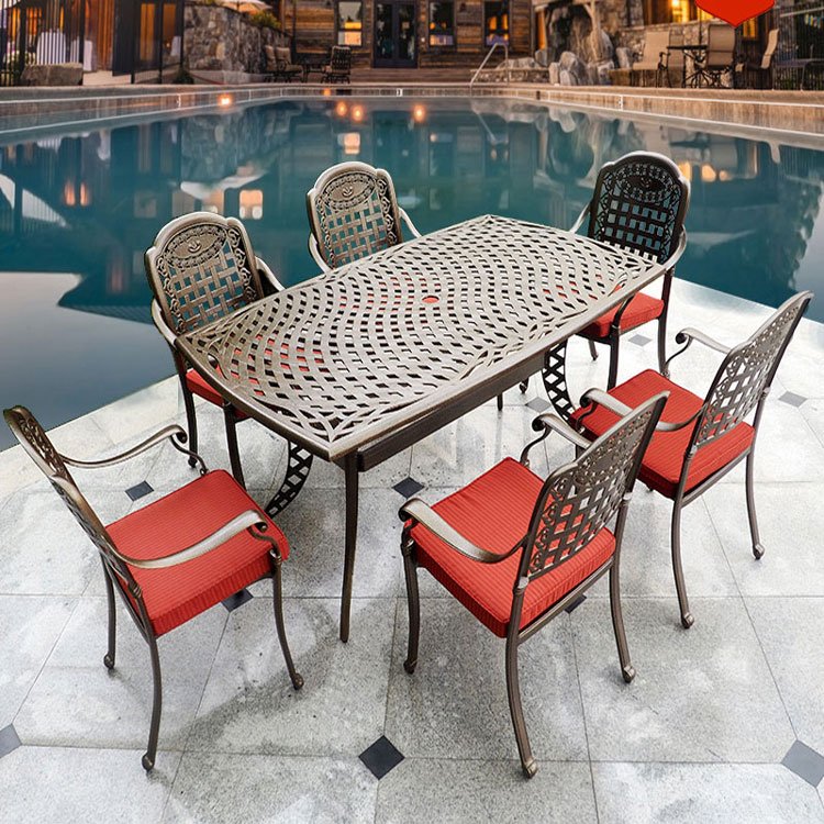Professional Outdoor Furniture Factory Cast Aluminum Garden Set, Patio Dining Table