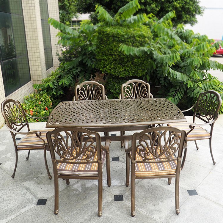 Professional Outdoor Furniture Factory Cast Aluminum Garden Set, Patio Dining Table