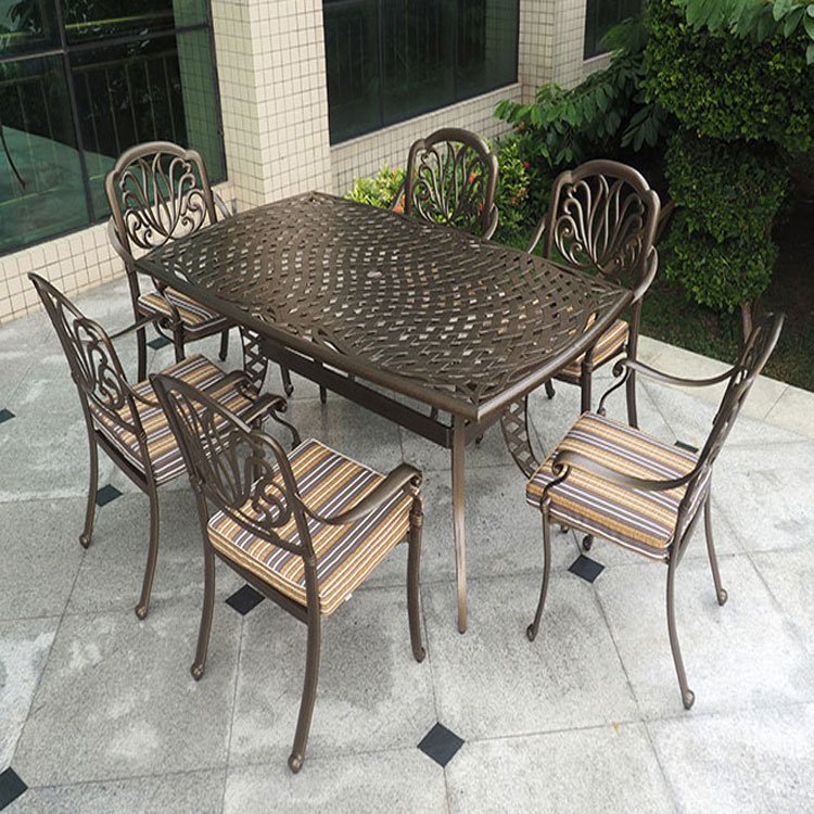 Professional Outdoor Furniture Factory Cast Aluminum Garden Set, Patio Dining Table