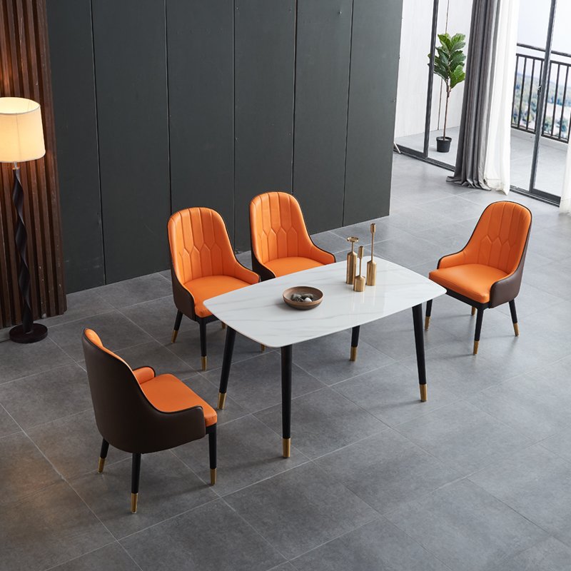 Dinning room furniture Marble dining tables set and 6 chairs for home Designer fabric soft sponge upholstered chair