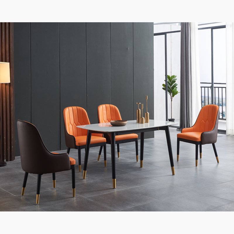Dinning room furniture Marble dining tables set and 6 chairs for home Designer fabric soft sponge upholstered chair