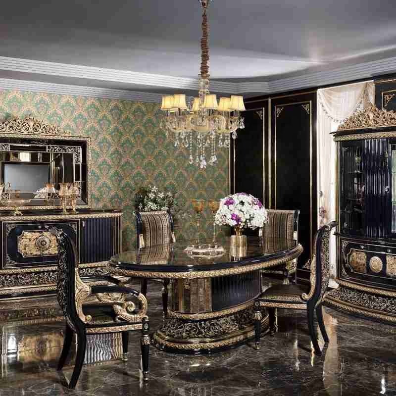 Classic royal dining suites furniture for living room,High quality dining table set 6 seater luxury