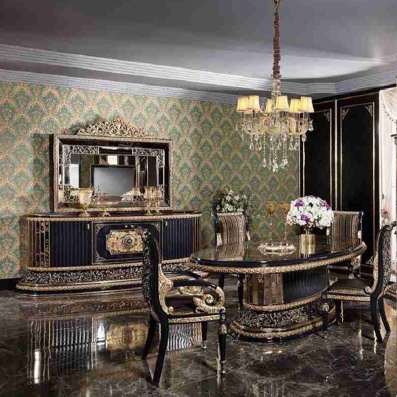 Classic royal dining suites furniture for living room,High quality dining table set 6 seater luxury