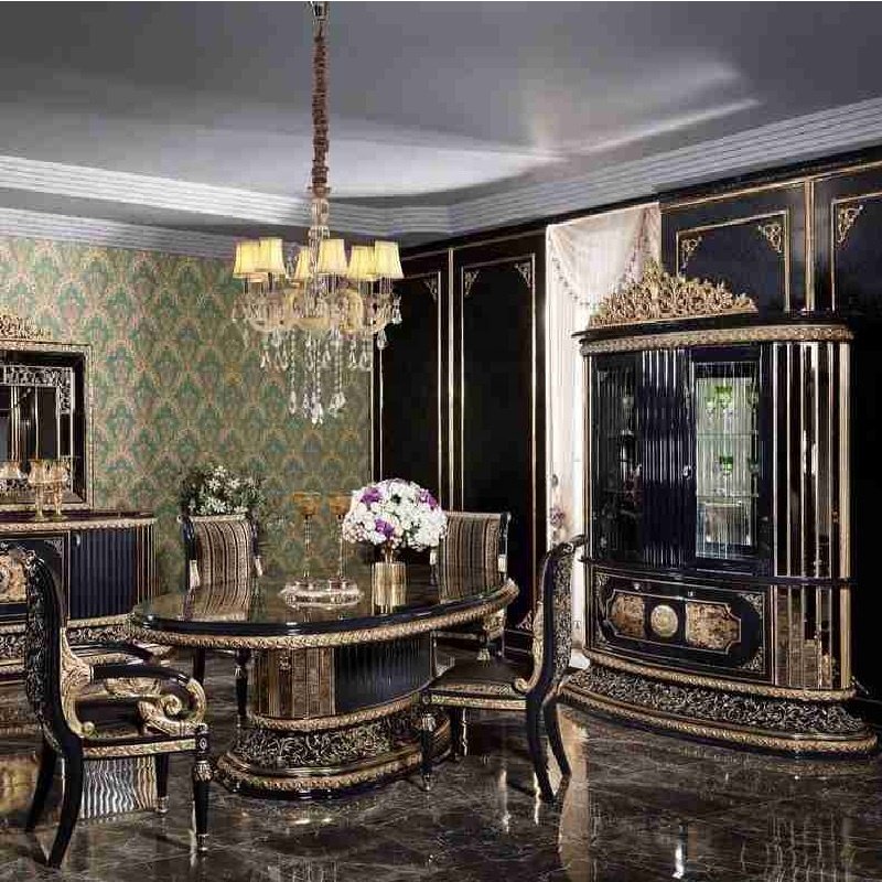 Classic royal dining suites furniture for living room,High quality dining table set 6 seater luxury