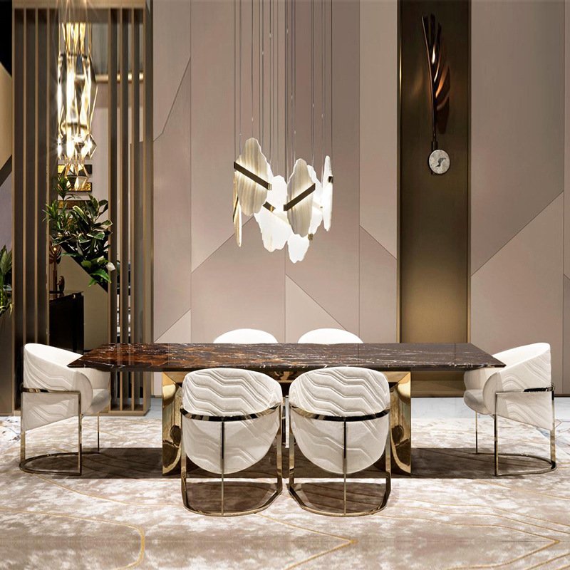 Nordic Velvet Gold stainless steel Leg Upholstery Modern leather designer Dining Chair Chairs For Dining Table