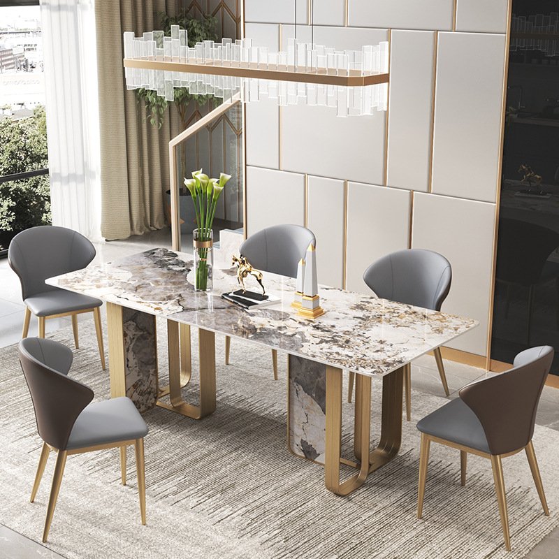 modern rustic gold stainless steel center glass dining table 12 seater italian marble dining table