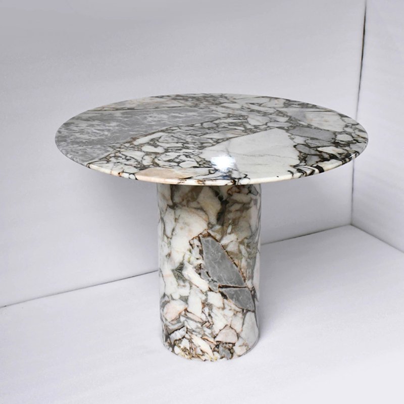 Customized High Quality Small Size Dining Table Restaurant Hotel Galaxy Blue Round Marble Dining Table