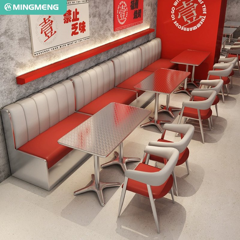 Customized Hot Sale Light Luxury Style Restaurant Dining Sets Cafe Sets Stainless Steel Dining Table And Chairs