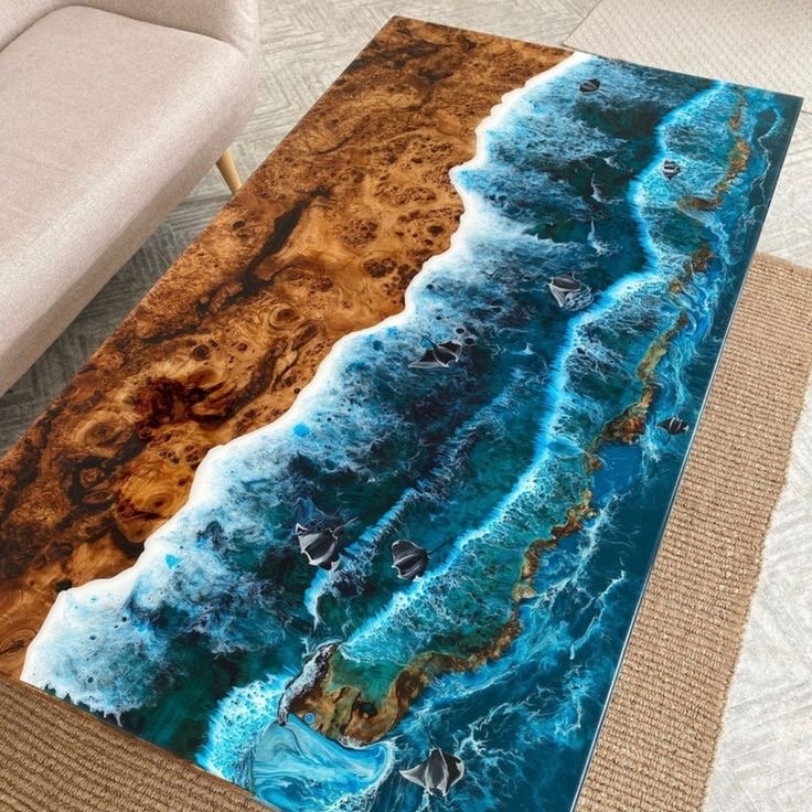 Luxury Factory Direct Solid Walnut Wood Cafe Coffee Kitchen Restaurant River Epoxy Resin Slab Dining Table