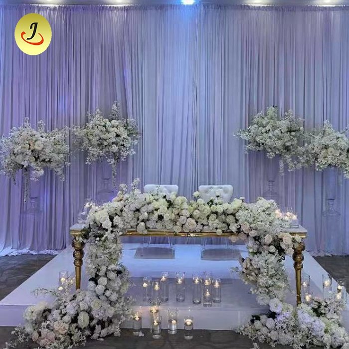 wholesale gold stainless steel dining table hotel restaurant banquet round white top table