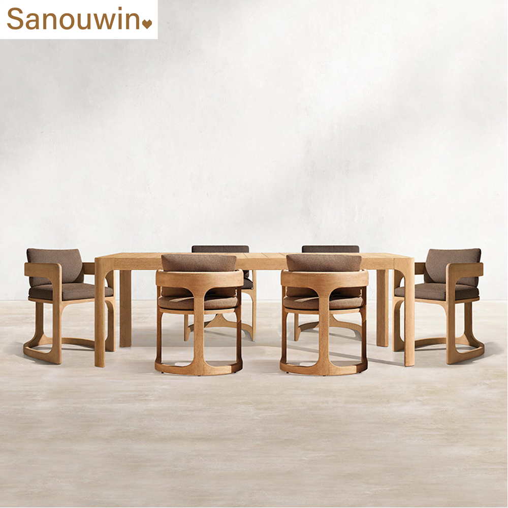 Popular Style Outdoor Teak Wood Dining Set Best Quality Teak Wood Dining Table And chair With Comfortable Cushion.