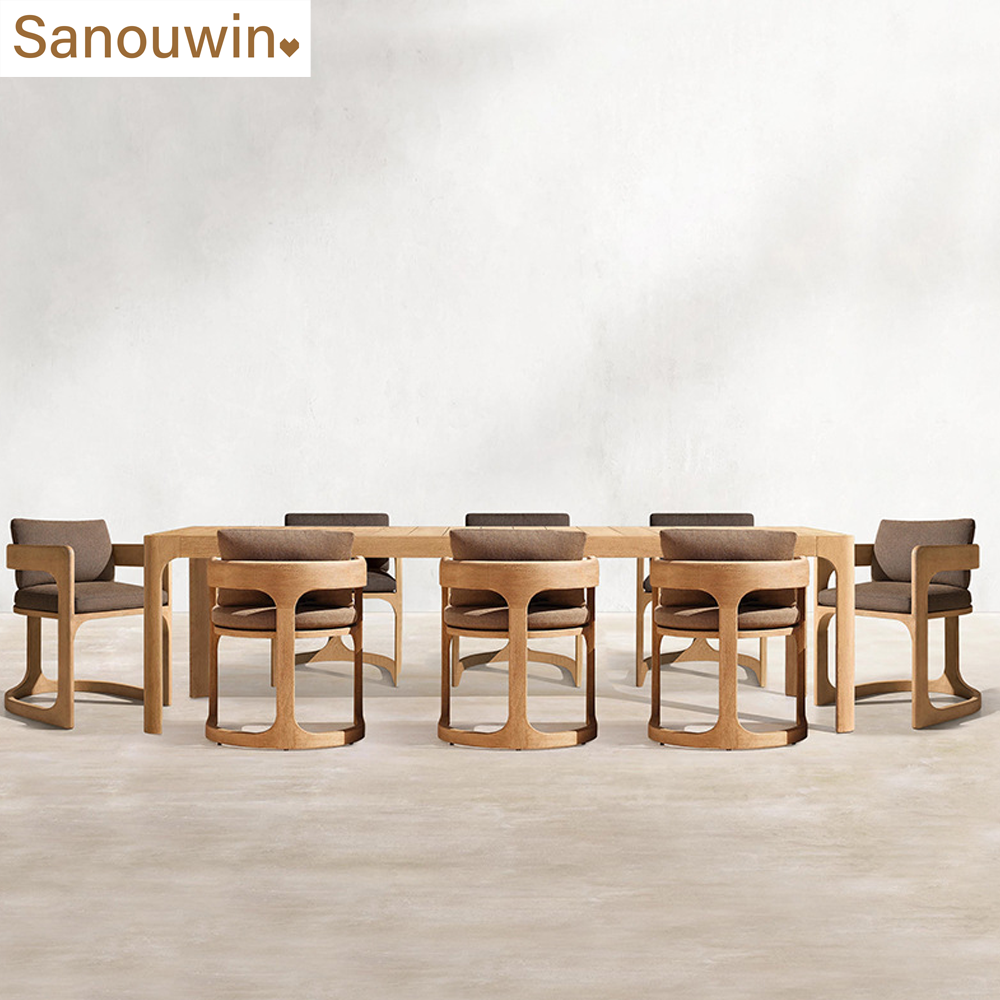 Popular Style Outdoor Teak Wood Dining Set Best Quality Teak Wood Dining Table And chair With Comfortable Cushion.