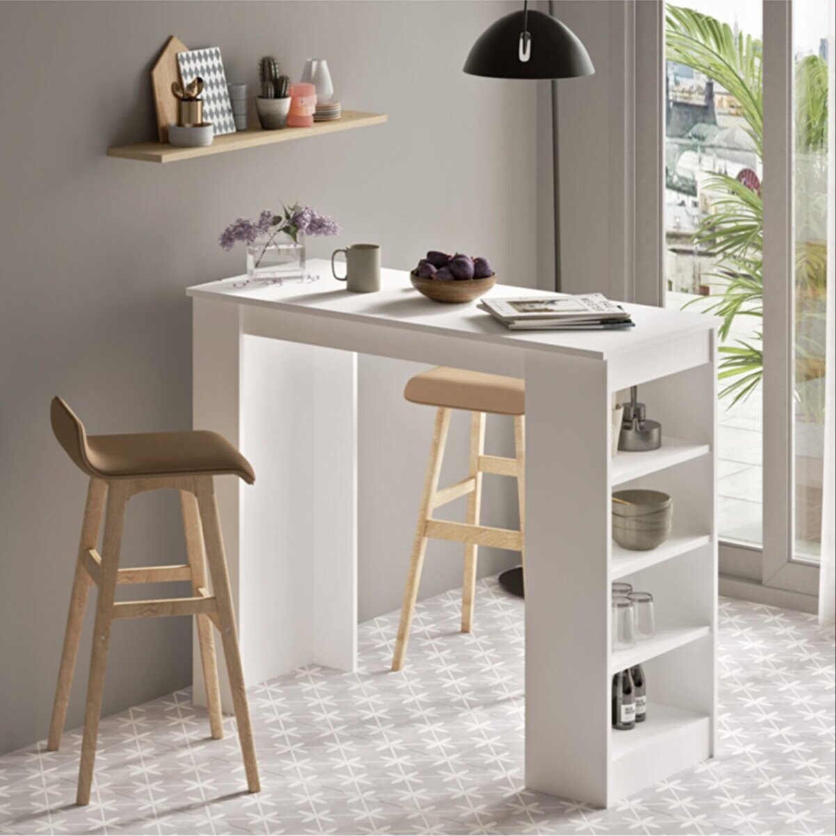 AFOSSA Kitchen Dining Table Modern European Design from Turkey Wooden Dining Table Set with Storage Bar Table Kitchen Furniture