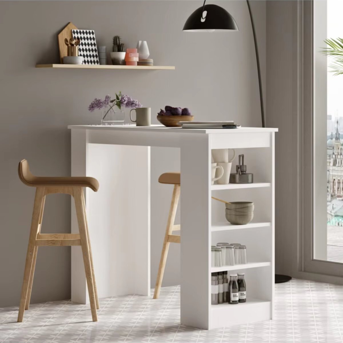 AFOSSA Kitchen Dining Table Modern European Design from Turkey Wooden Dining Table Set with Storage Bar Table Kitchen Furniture