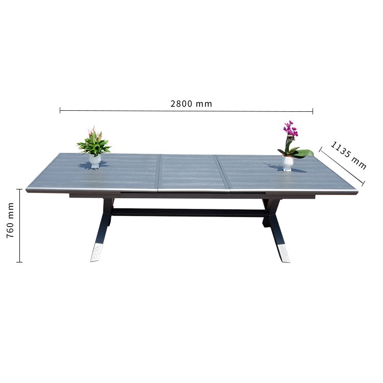 YASN Modern Aluminum Outdoor Dining Furniture Set Automatic Extendable Dining Table Outdoor Dining Table