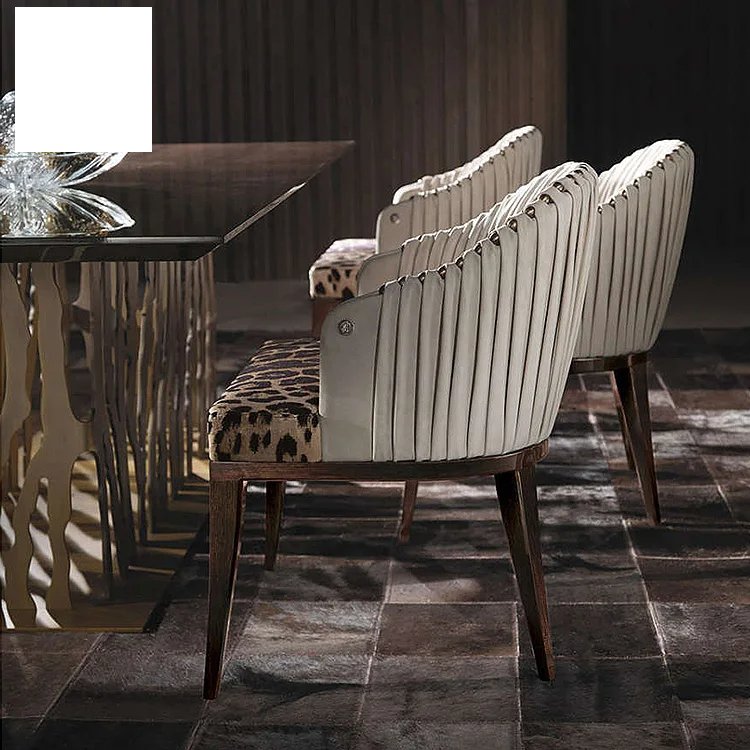 Kf Casa Modern Large Royal 4 Seater Chairs Dining Table Set With Marble Top Metal Base Luxury Dining Table