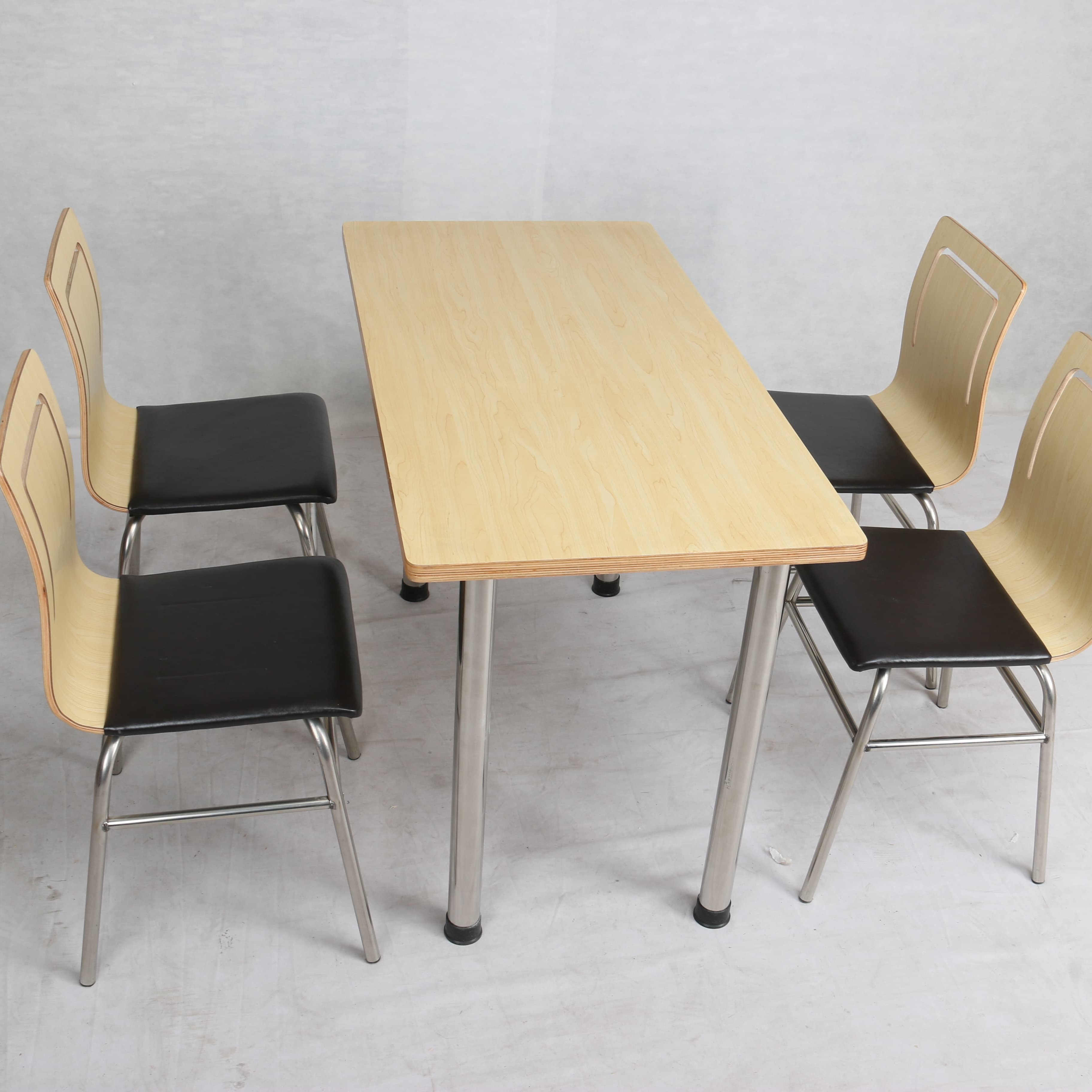 Fast Food Restaurant Commercial Furniture Dining Table and Chairs Set Plywood Bent Wood Soft Bag Dining Chairs Restaurant Seats
