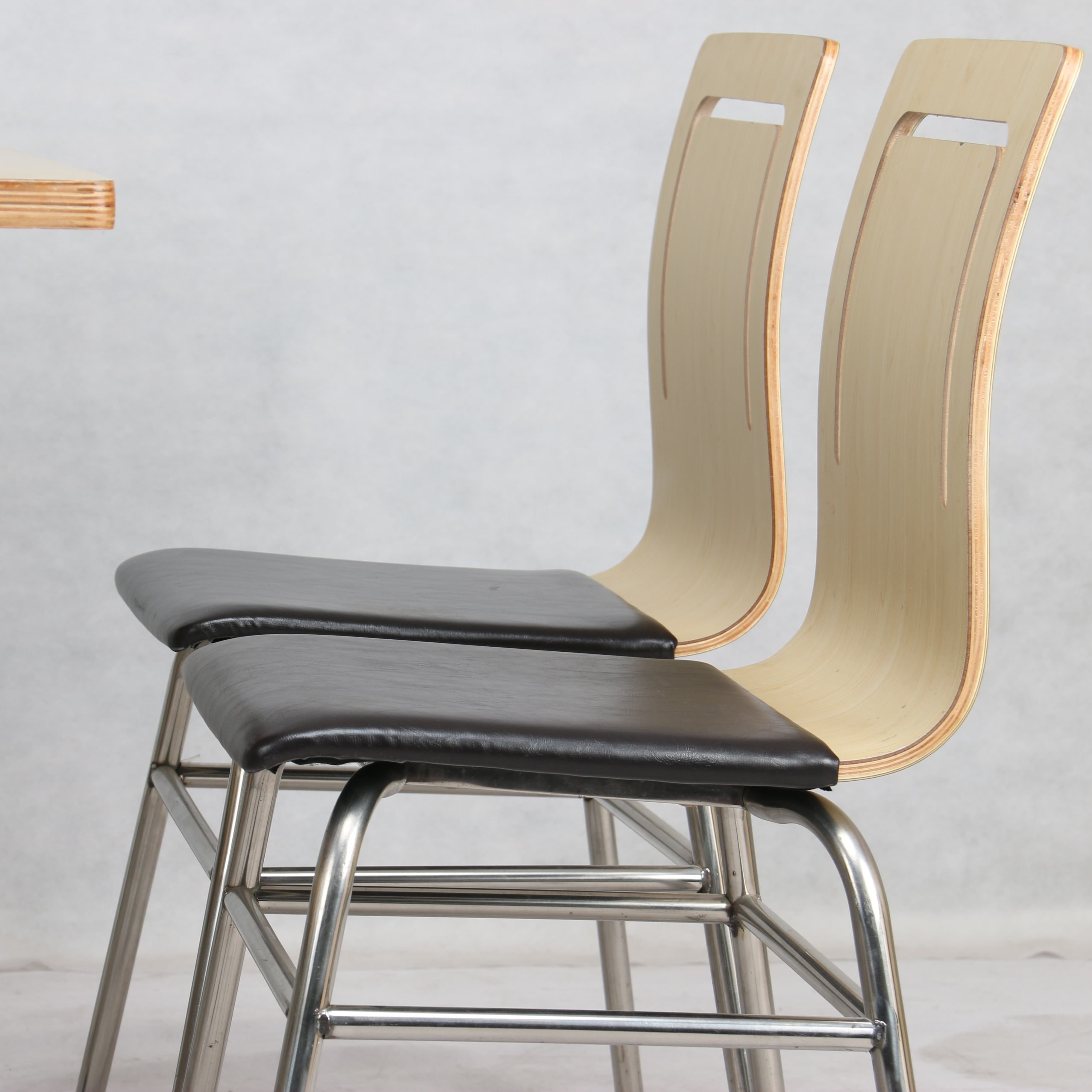 Fast Food Restaurant Commercial Furniture Dining Table and Chairs Set Plywood Bent Wood Soft Bag Dining Chairs Restaurant Seats