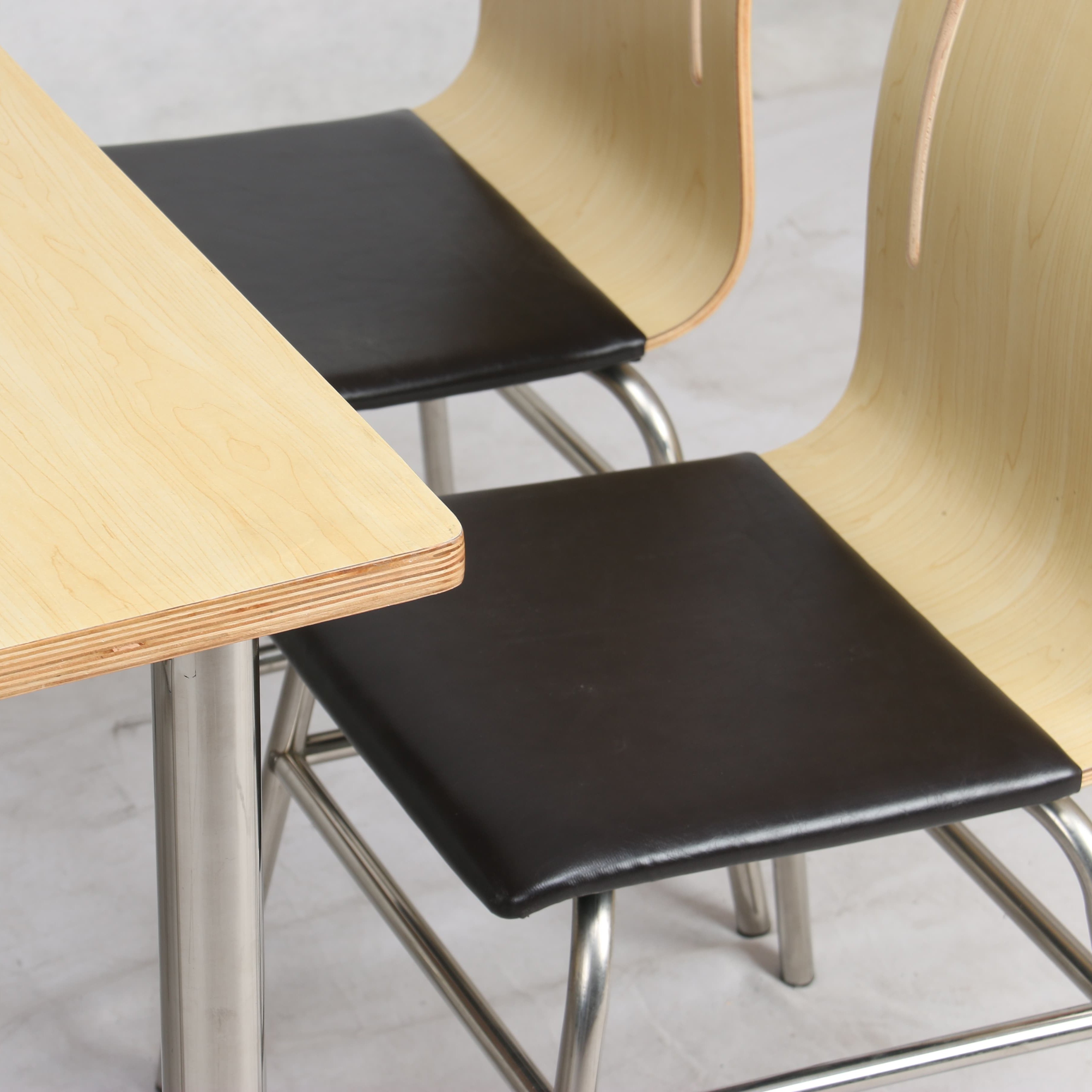 Fast Food Restaurant Commercial Furniture Dining Table and Chairs Set Plywood Bent Wood Soft Bag Dining Chairs Restaurant Seats