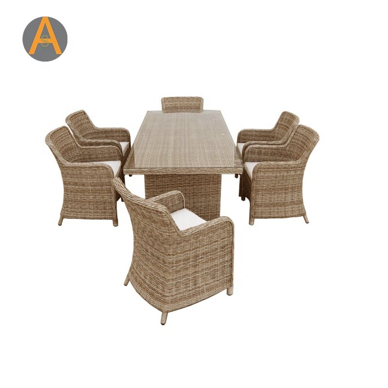 Modern cane rattan commercial restaurant dining table and chairs for bar hotel Kitchen