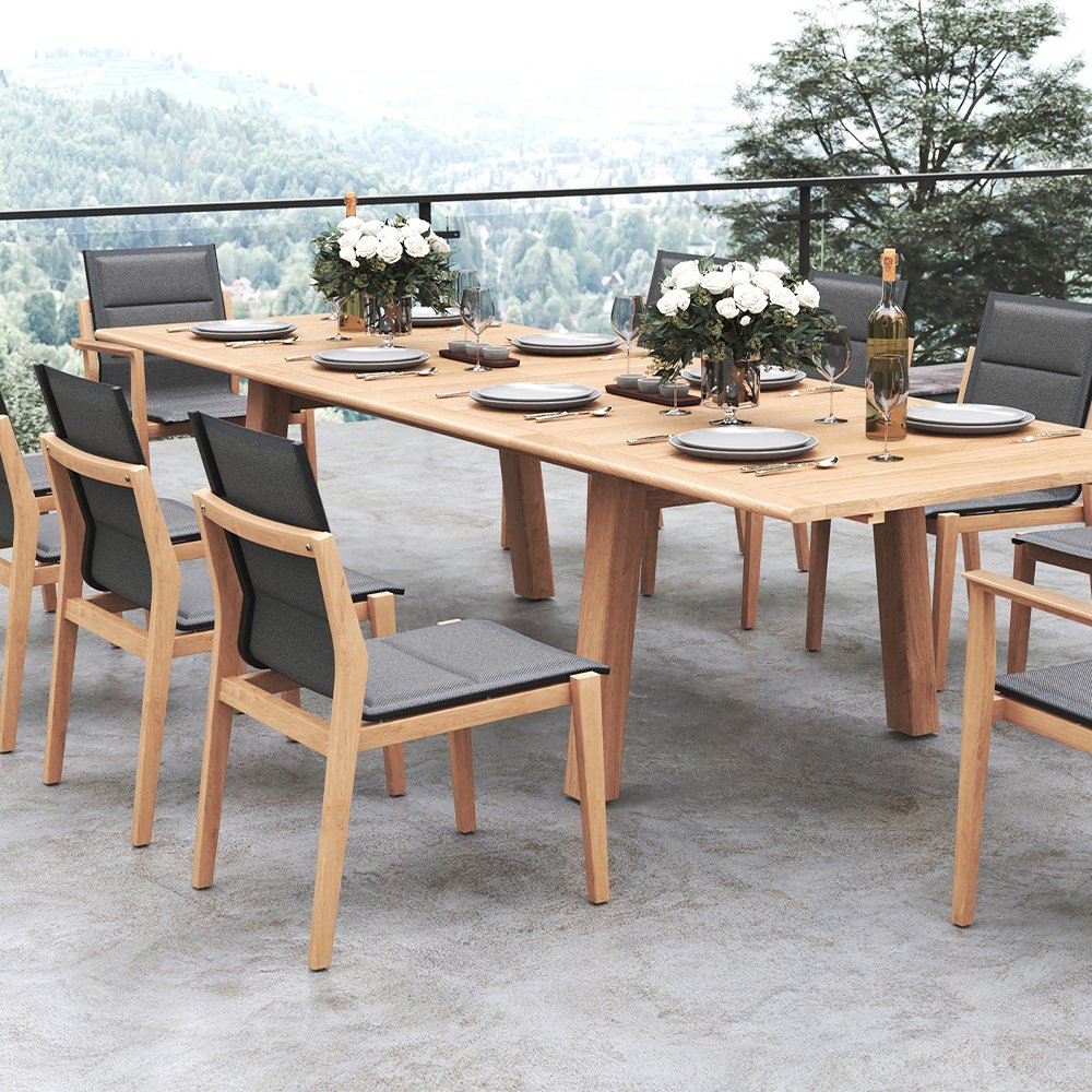 Furniture Outdoor Modern Hotel Luxury Sofa Set Gartenstuhl Teak Dinning Set With 10 Chairs Dining Table