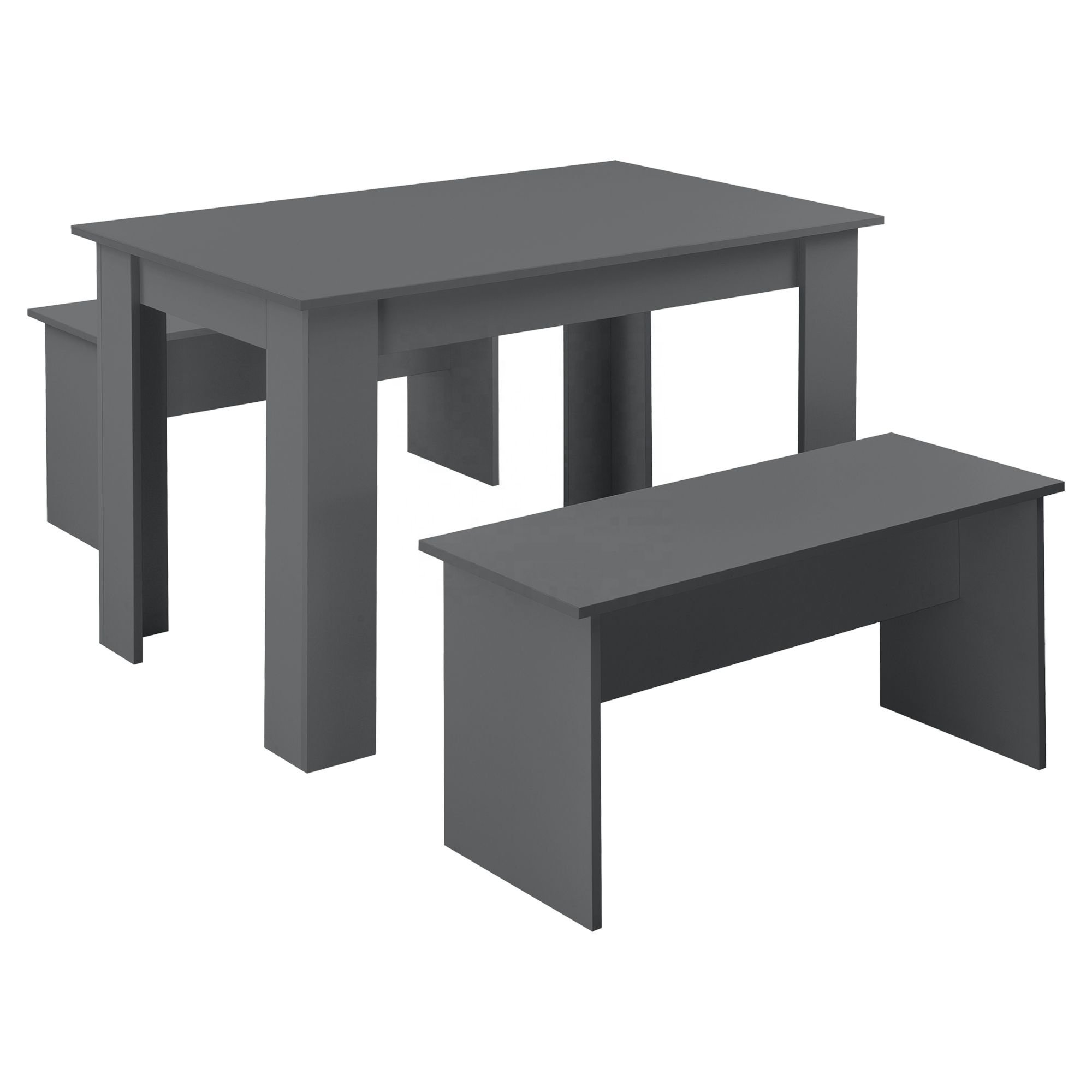 3-piece Modern Dining Table Kitchen Furniture Set with Two Benches for 4 People Home Furniture Carton Wooden Table Chair Panel