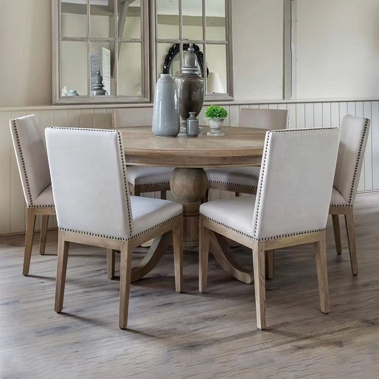 American Style Country Solid Wood Oak Vintage Round Table Restaurant Round Table