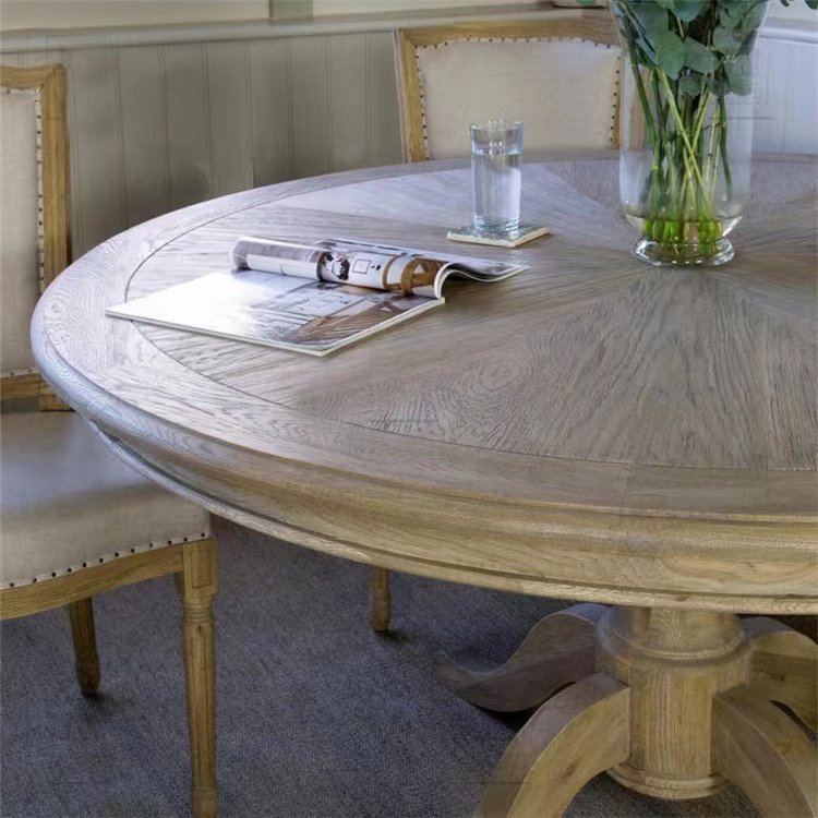 American Style Country Solid Wood Oak Vintage Round Table Restaurant Round Table