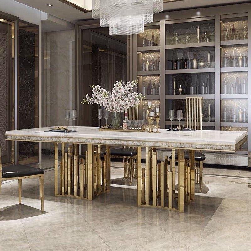 Restaurant furniture metal dining room set dining table set marble dining table for home