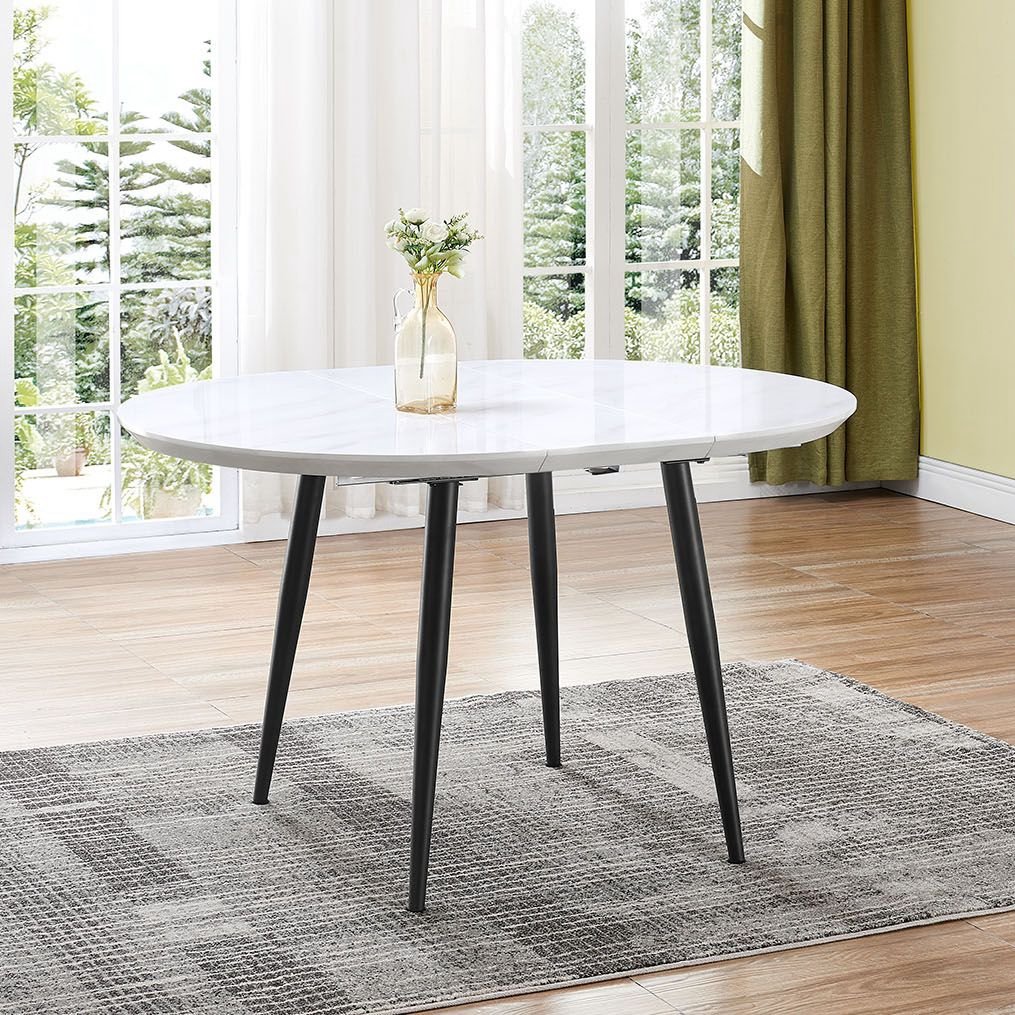 Nordic Dining table set restaurant home Furniture modern MDF wooden Extendable dining table with metal legs