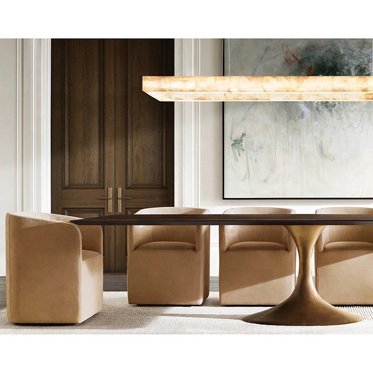custom dinner tables wooden lunch dinner table set Rectangular Restaurant 6/8 chairs modern dining tables