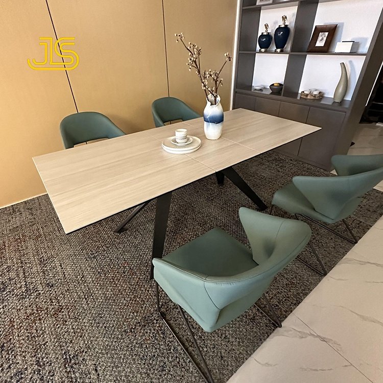 Jinsong Modern Living Room Telescoping Furniture Large Expandable 4 Seater Dining Table Chairs Set