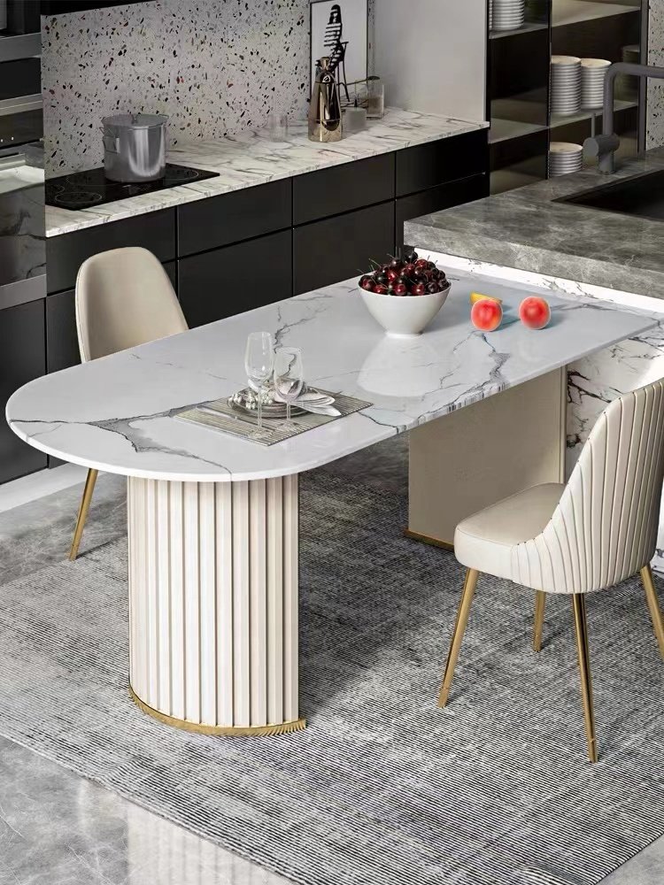 2024 Modern Marble Dinning Room Set 8 Chairs Table Dining Room Furniture Luxury